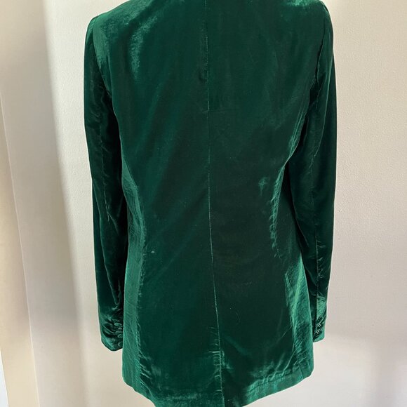 House of Harlow 1960 Sz S Jewel Green Velvet Dbl Breasted Blazer - Picture 4 of 8